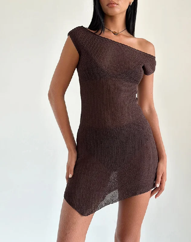 Limited Stock Susannah Dress in Wide Rib Knit Brown