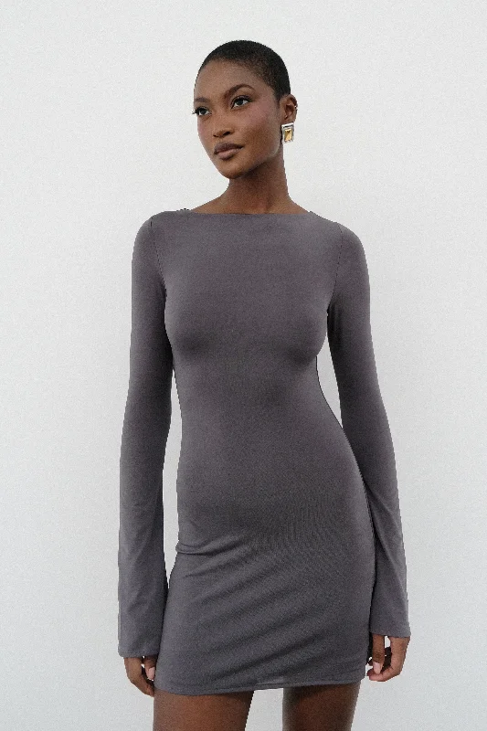 Weekend Mega Deals Tarna Slinky A-Line Mini Dress - Charcoal
