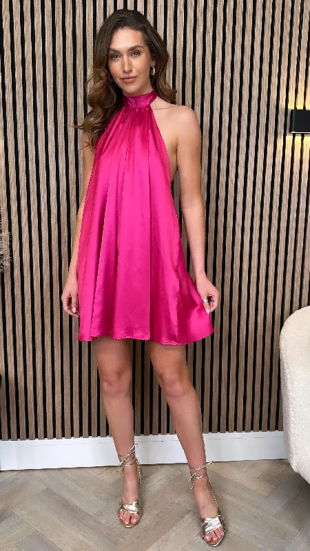Weekend Bargain Blast Tori Fuchsia Halterneck Mini Dress