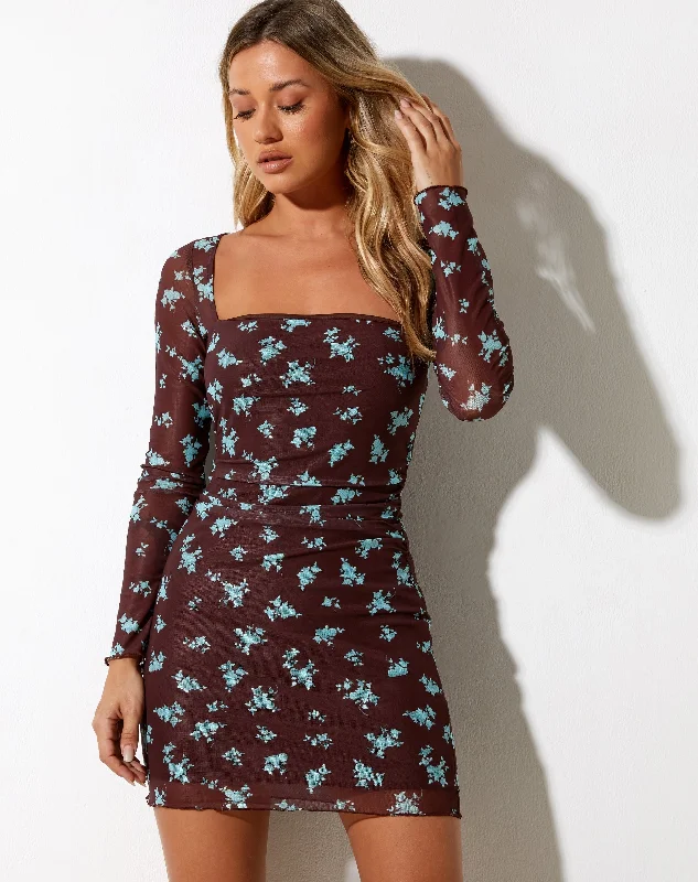 Weekend Low Prices Wilem Mini Dress Femme Floral Blue and Brown