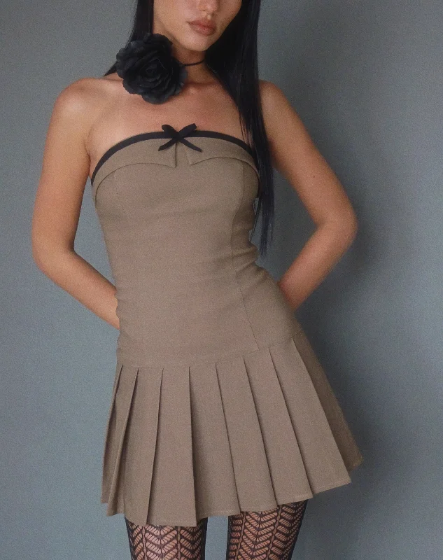 Best Deal of the Day Yalua Bandeau Mini Dress in Coco with Black Bow
