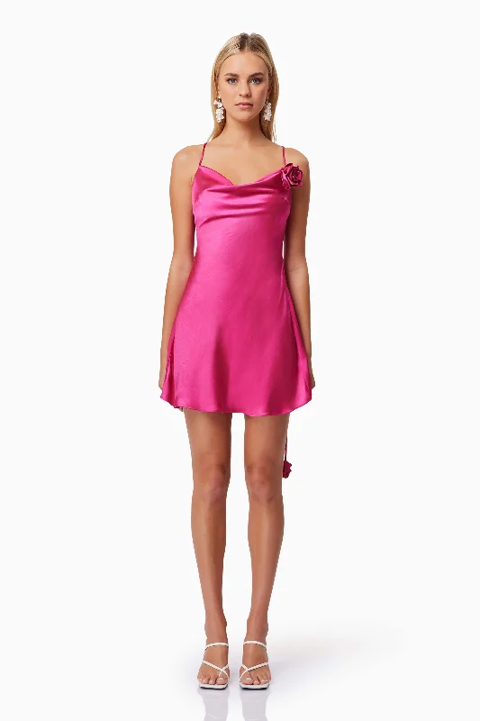 Weekend Specials Galore Aria Cowl Neck Party Mini Dress In Pink
