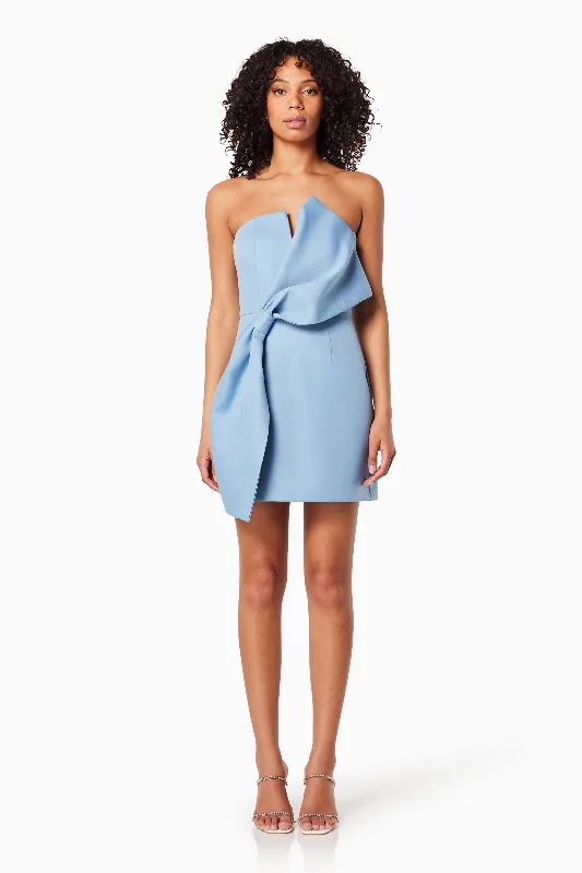 Weekend Hot Picks Zurich 3D Featured Bow Mini Dress In Blue