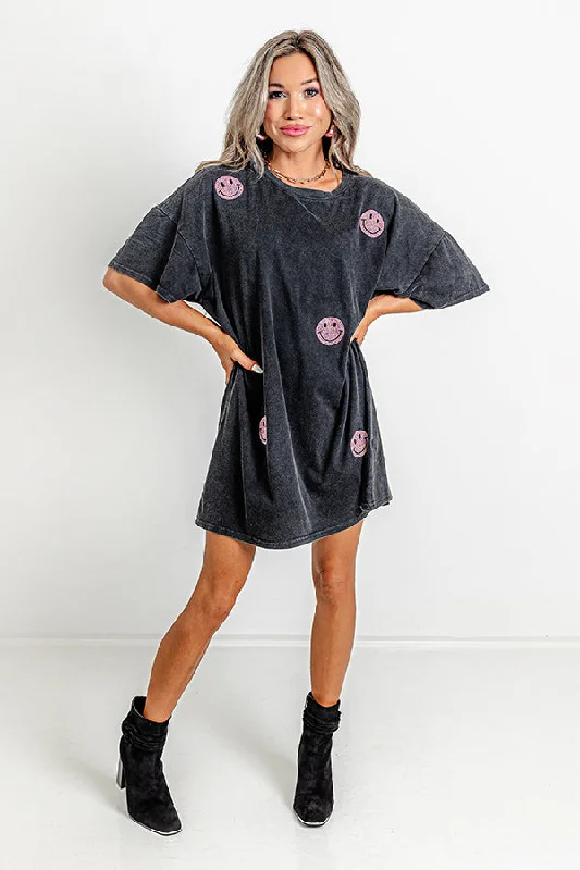 Big Smiles Embellished T-Shirt Dress