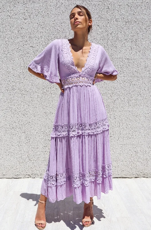 Weekend Deals Galore Charlotte Boho Maxi Dress - Lilac