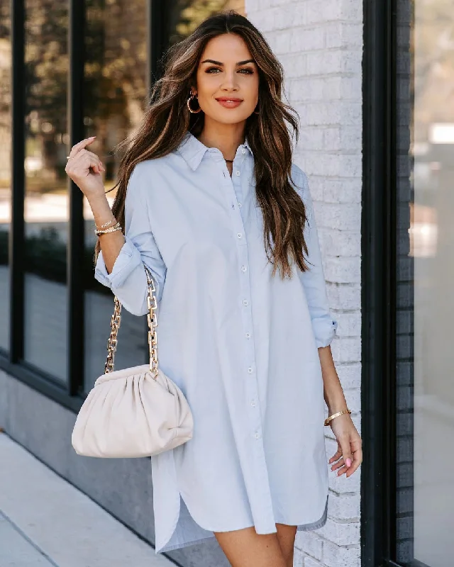 Harmony Cotton Button Down Shirt Dress - Lavender