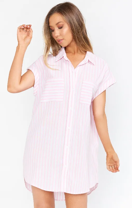 Martin Shirt Dress ~ Blush Stripe