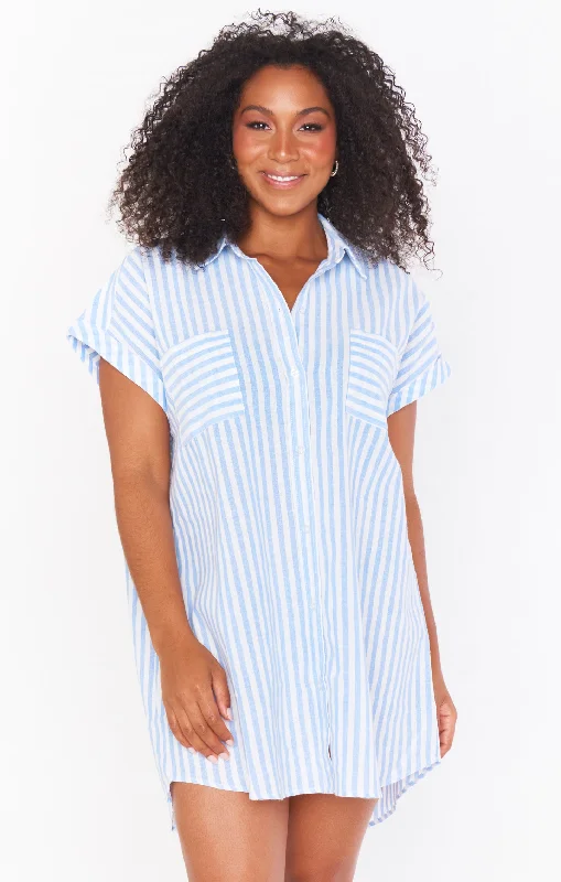 Martin Shirt Dress ~ Coastal Blue Stripe