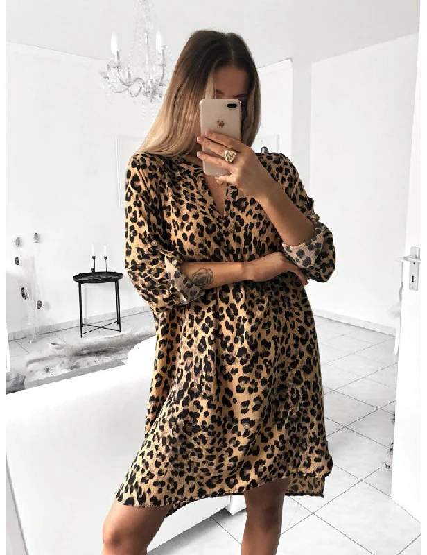 Pure Twist Front Tiger Print Shirt Dress - FINAL SALE