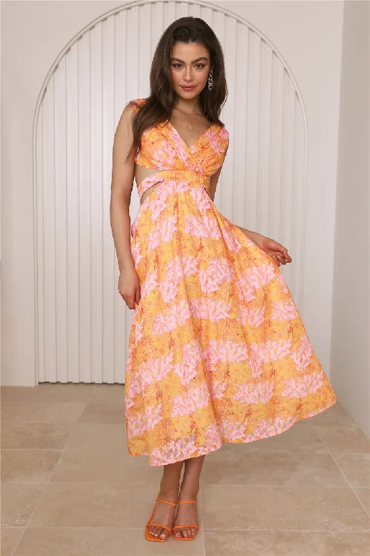 Weekend Closeout Deals Speaking Truth Maxi Dress Orange