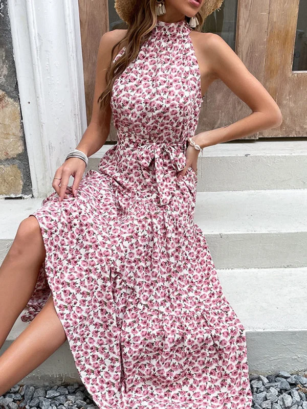 Weekend Price Slash Event BerryBetty - Women's Sling Midi Dress Slim Halter Dress
