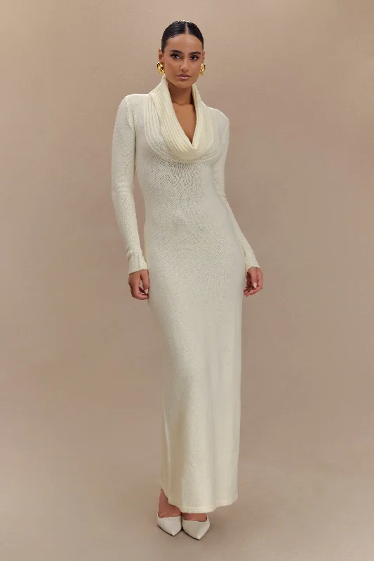 Weekend Mega Deals Alessandra Reversible Knit Maxi Dress - Ivory Marle