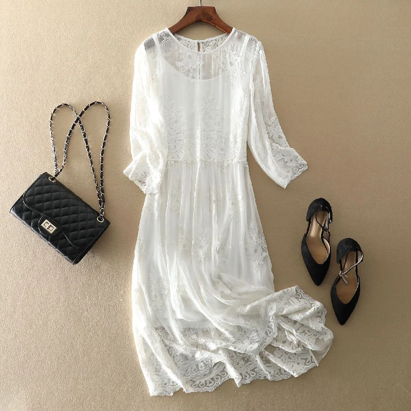 Time-Sensitive Offer Bohemian Embroidered Silk Dress