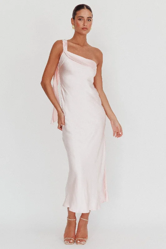 Exclusive Flash Sale Carmel One-Shoulder Sash Maxi Dress Blush