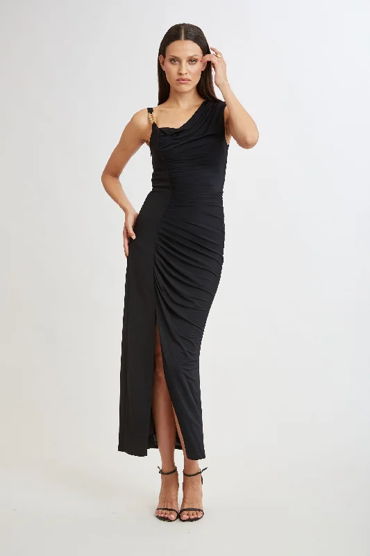 Big Savings Chain Detail Asymmetric Matte Jersey Dress