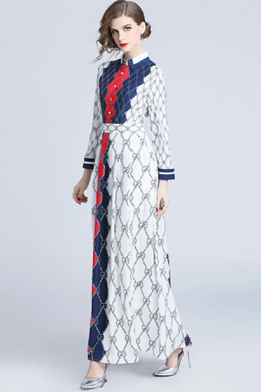 Shop & Save LONG SLEEVE SHIRT COLLAR MAXI DRESS
