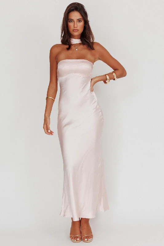 Flash Price Drops Damsel Reverse Halter Maxi Dress Blush