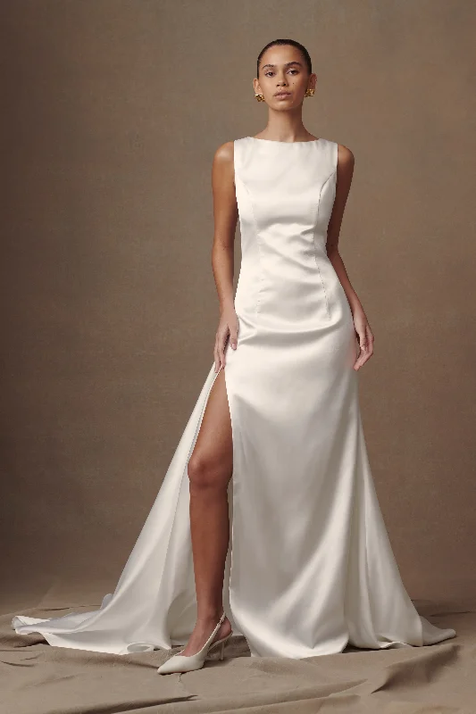 Weekend Deal Rush Fontanne Satin Wedding Gown - White