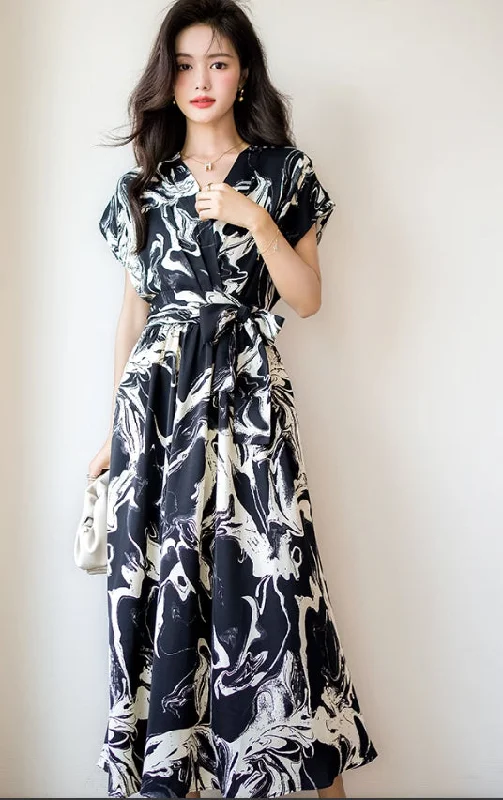 Today's Offer Printed Black Long Dress