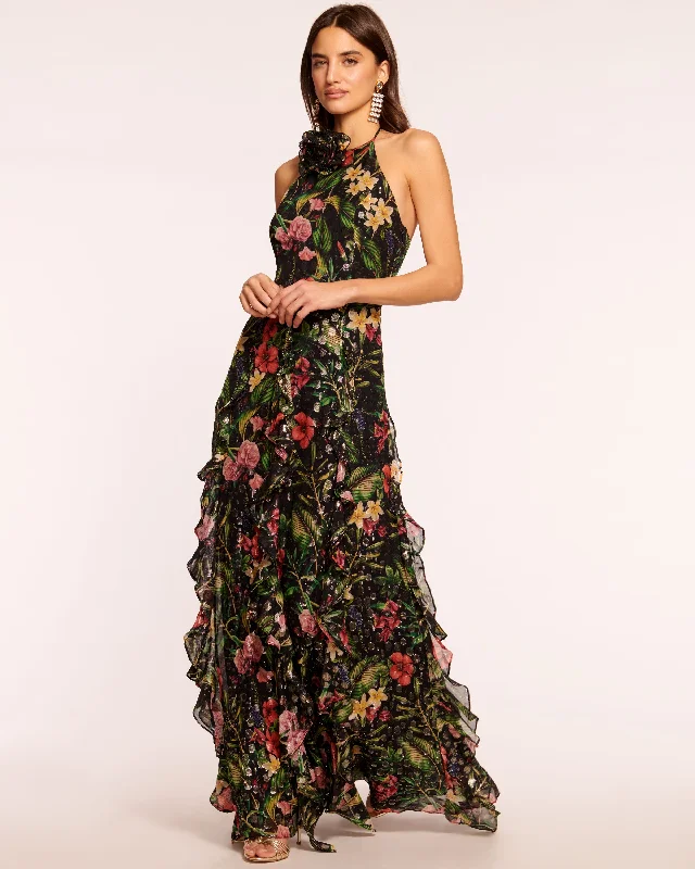 Limited-Time Flash Deal Idella Ruffle Halter Gown