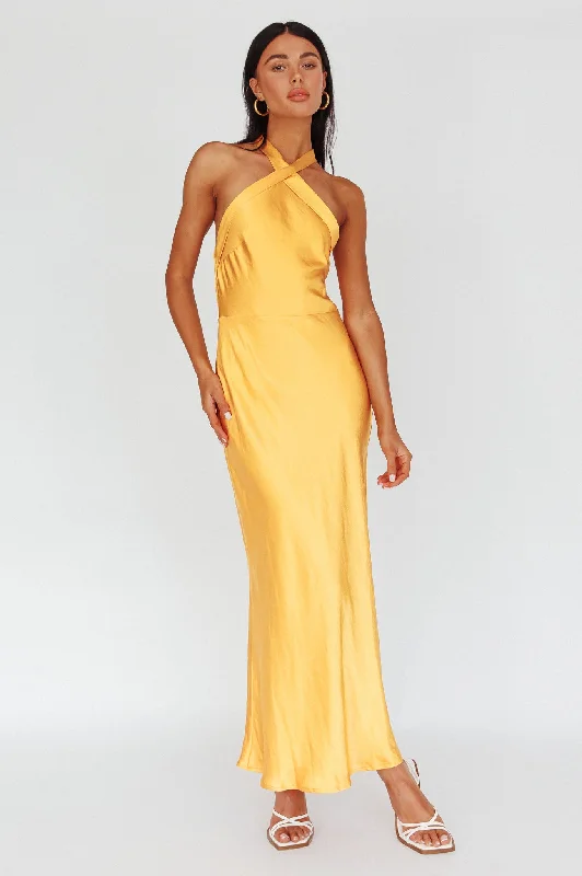 Extra Discount Italia Azure Crossover Halterneck Maxi Dress Sun