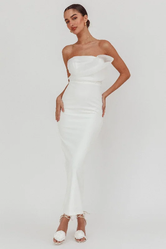 Shop & Save Now Karaline Strapless Bust Accent Maxi Dress White