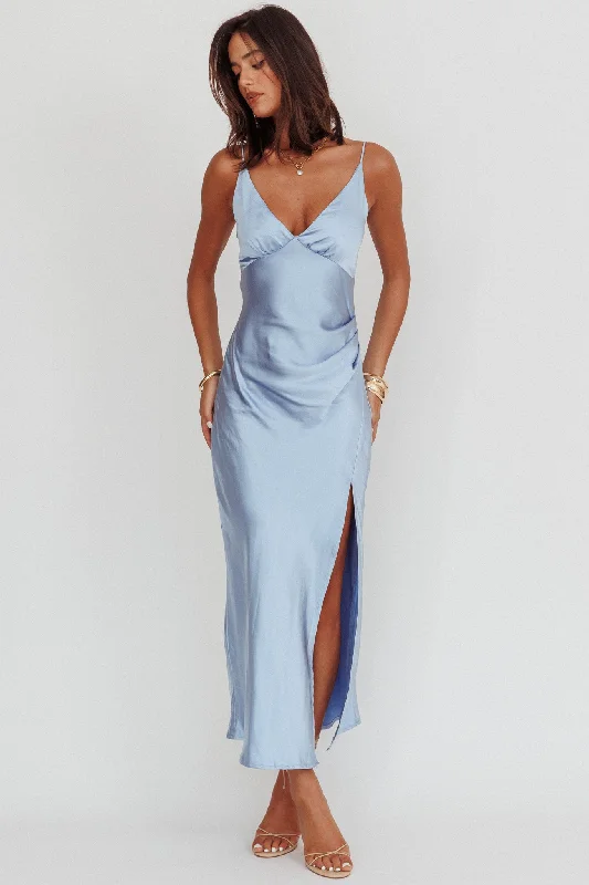 Buy More, Save More Marlie Side Pleat Maxi Dress Blue
