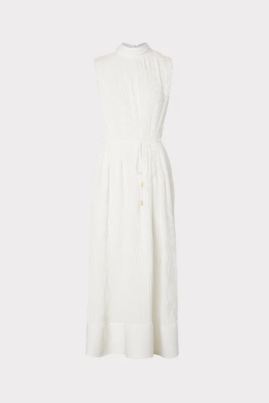 Hot Savings Alert Melina Solid Pleated Dress