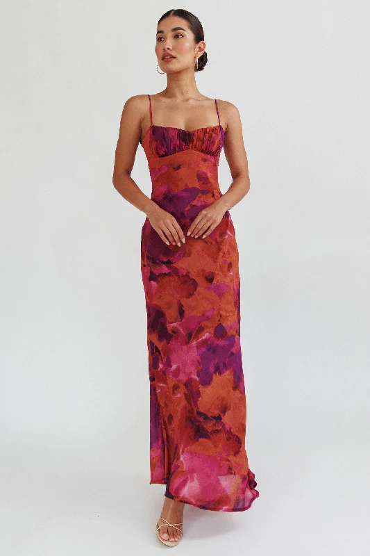Mega Sale Nerida Low Back Twist Maxi Dress Dark Rose