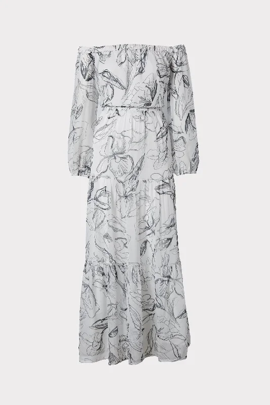 Weekend Discount Extravaganza Pierce Sketched Iris Print Maxi Dress