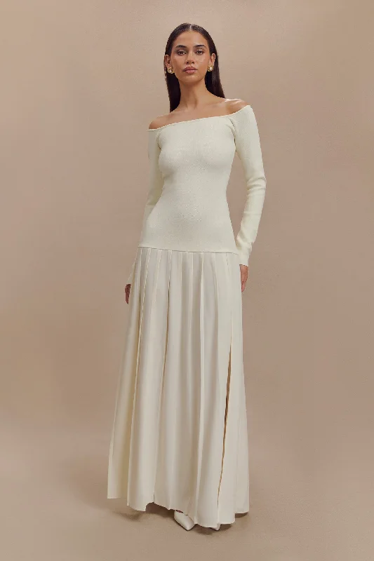Super Savings Presley Knit Off Shoulder Maxi Dress - Ivory