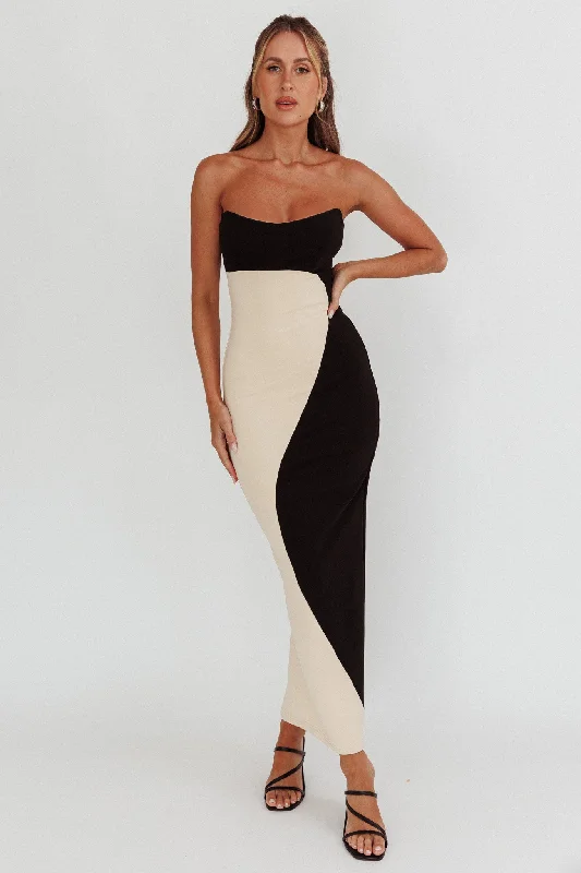 Shop Now and Save Regent Strapless Maxi Dress Black/Beige