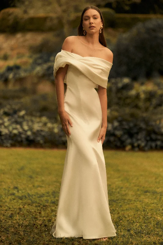 Weekend Bargain Blast Saosire Satin Wedding Gown - White