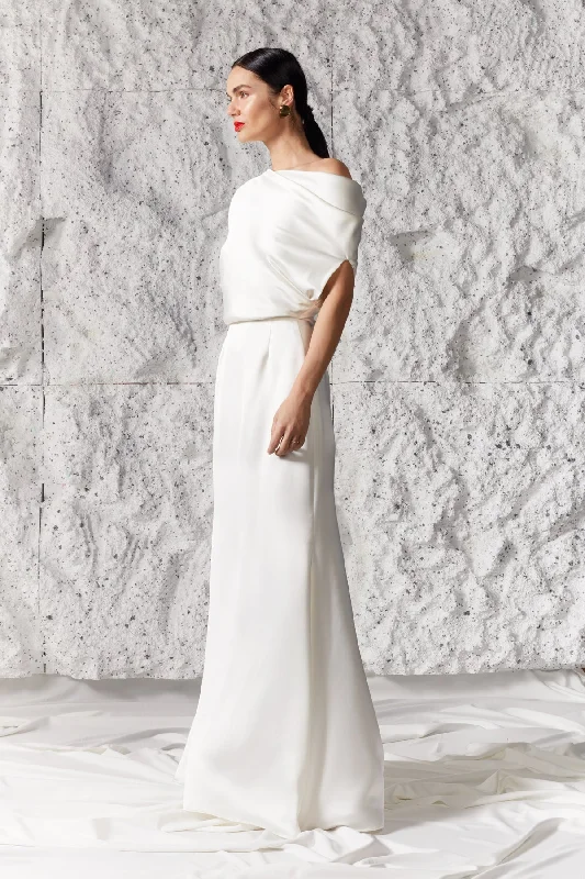 Weekend Bargain Deals HELEN satin asymmetric wedding bridal dress