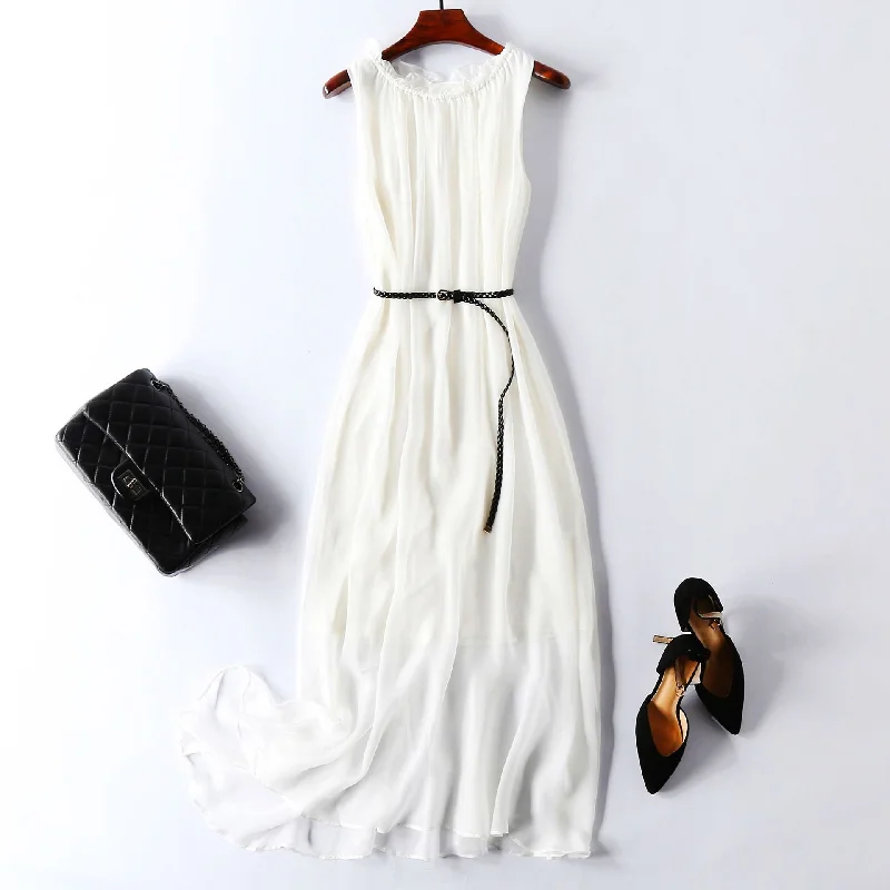 Mega Discounts Sleeveless Beach Silk Dress