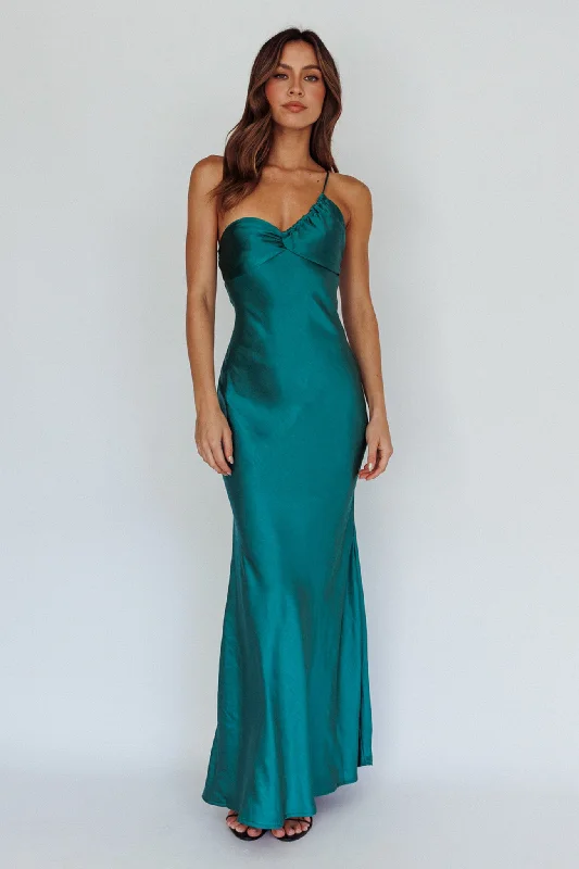 One-Day Sale Twilight Tango One-Shoulder Maxi Dress Forest Green