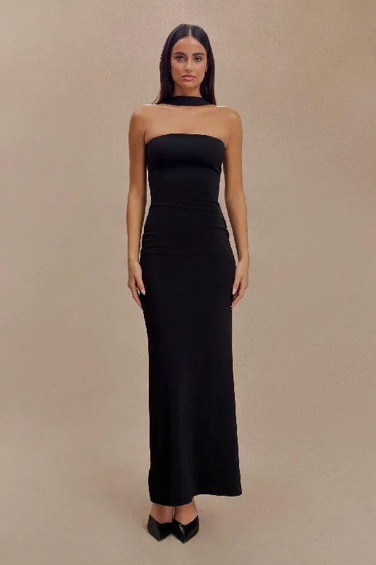 Price Slash Event Velma Halter Collar Maxi Dress - Black