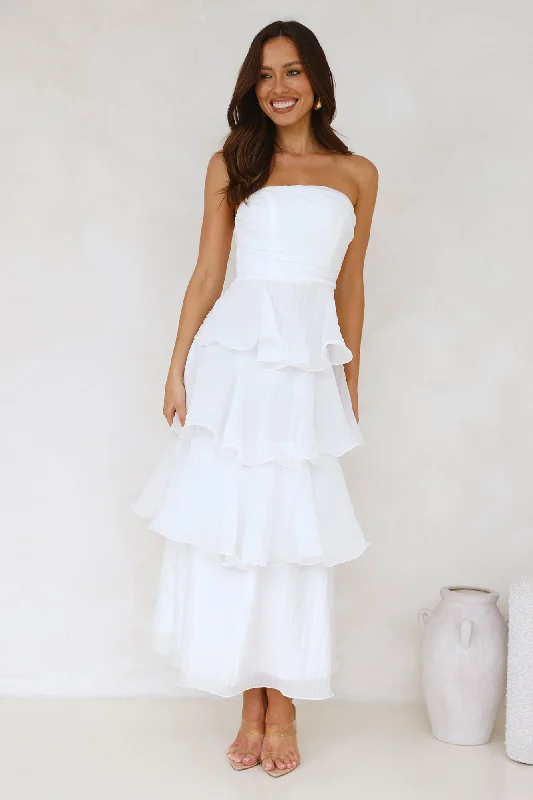 Wedding Adventure Strapless Maxi Dress White