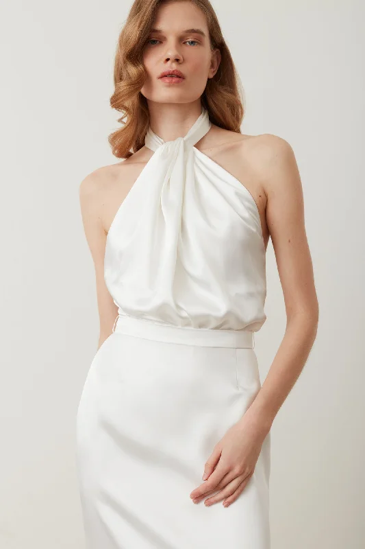 Weekend Shopping Fiesta ELONA white backless wedding dress