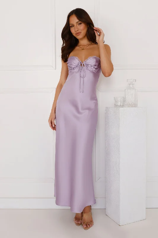 Weekend Top Offers Winery Wedding Satin Maxi Dress Lilac