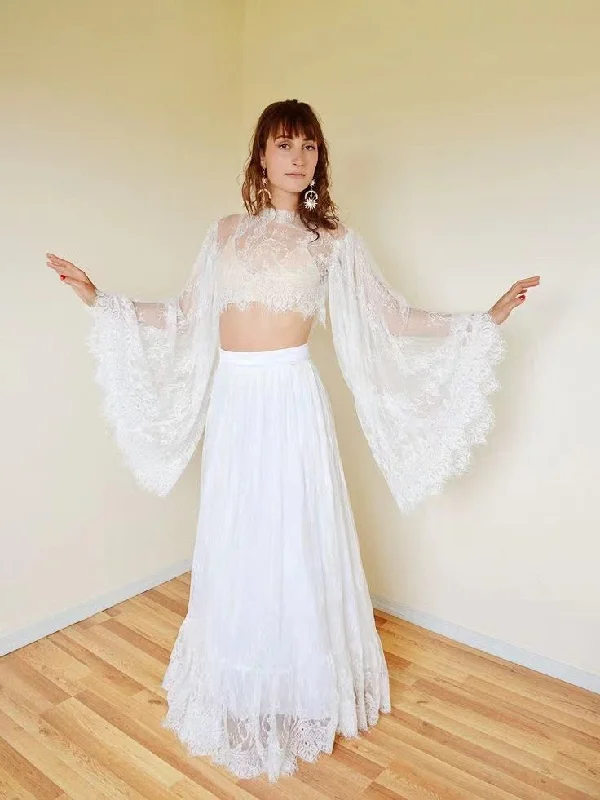 Unseen Savings 2 Pieces Lace Boho Wedding Dresses, Gorgeous Wedding Dresses, Long Wedding Dresses, Newest 2022 Wedding Dresses