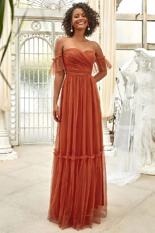 Weekend Best Buys A-Line Floor Length Tulle Bridesmaid Dress CB0670