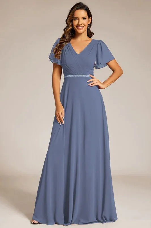 Weekend Promo Offers A-Line Sweep-Brush Train Chiffon Bridesmaid Dress CB0720