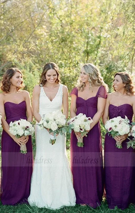 Seasonal Discounts A-Line Sweep Train Chiffon Bridesmaid Dresses