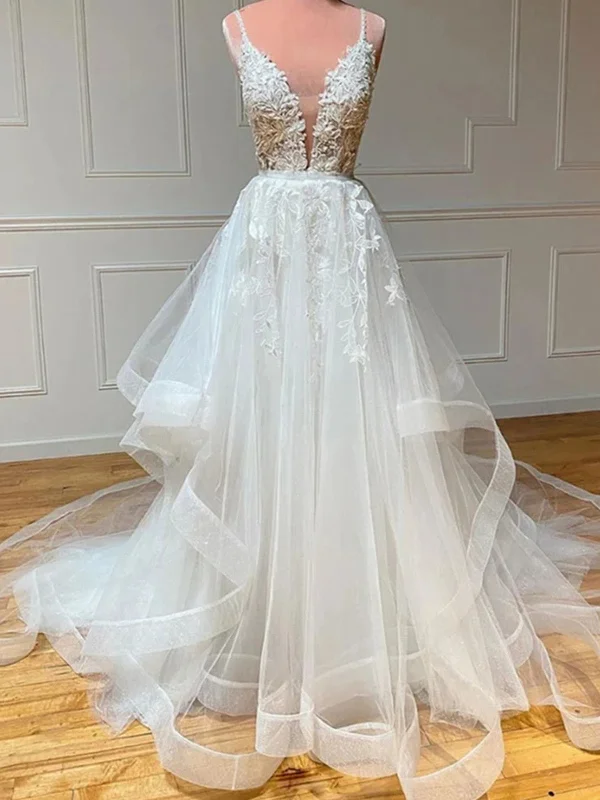 Weekend Deal Rush A Line V Neck White Lace Long Prom Dresses, Lace White Wedding Dresses, V Neck White Lace Formal Evening Dresses Weekend Deal Rush A Line V Neck White Lace Long Prom Dresses, Lace White Wedding Dresses, V Neck White Lace Formal Evening Dresses