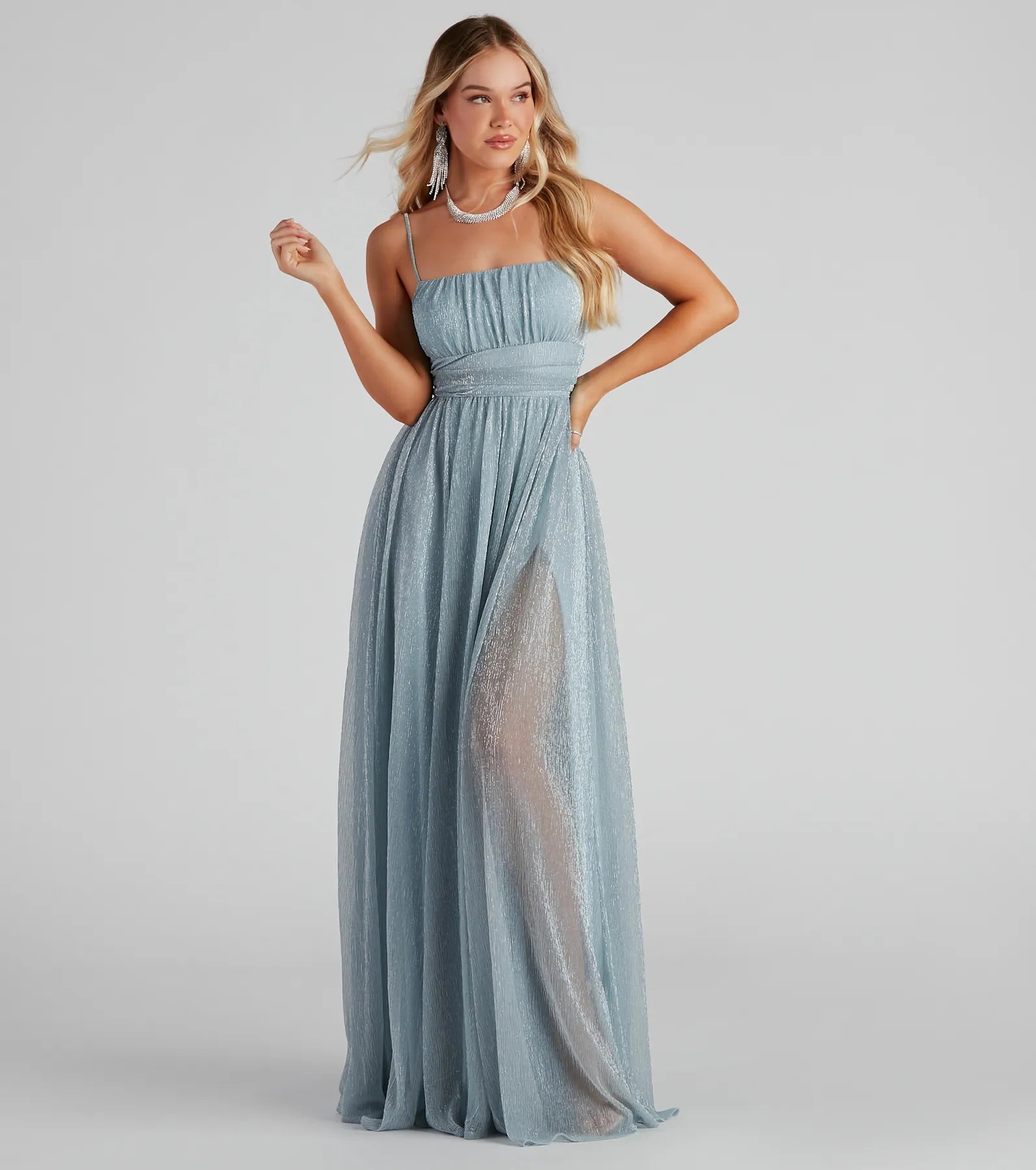 Limited Quantity Adler Formal Metallic Sparkle A-Line Dress