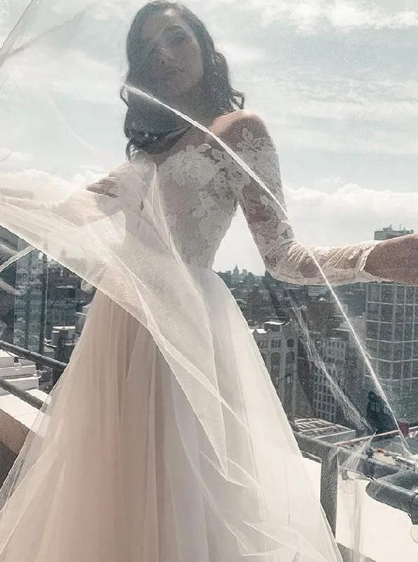 Weekend Bargain Weekends Appliques Elegant Lace Long Wedding Dresses, A Line Popular Weddiing Dresses, 2022 Bridal Dresses