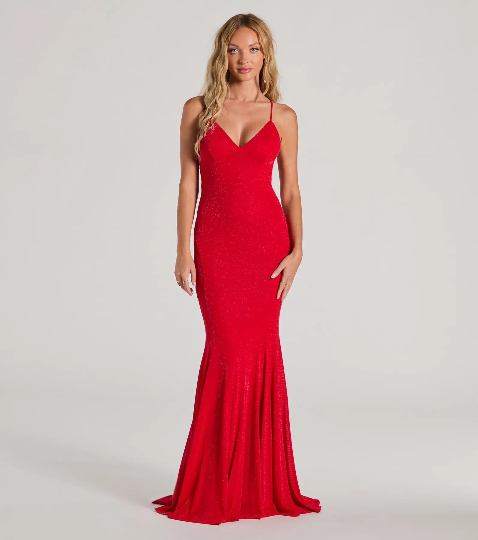 Limited-Time Deal Ariyah Lace-Up Mermaid Glitter Mesh Formal Dress