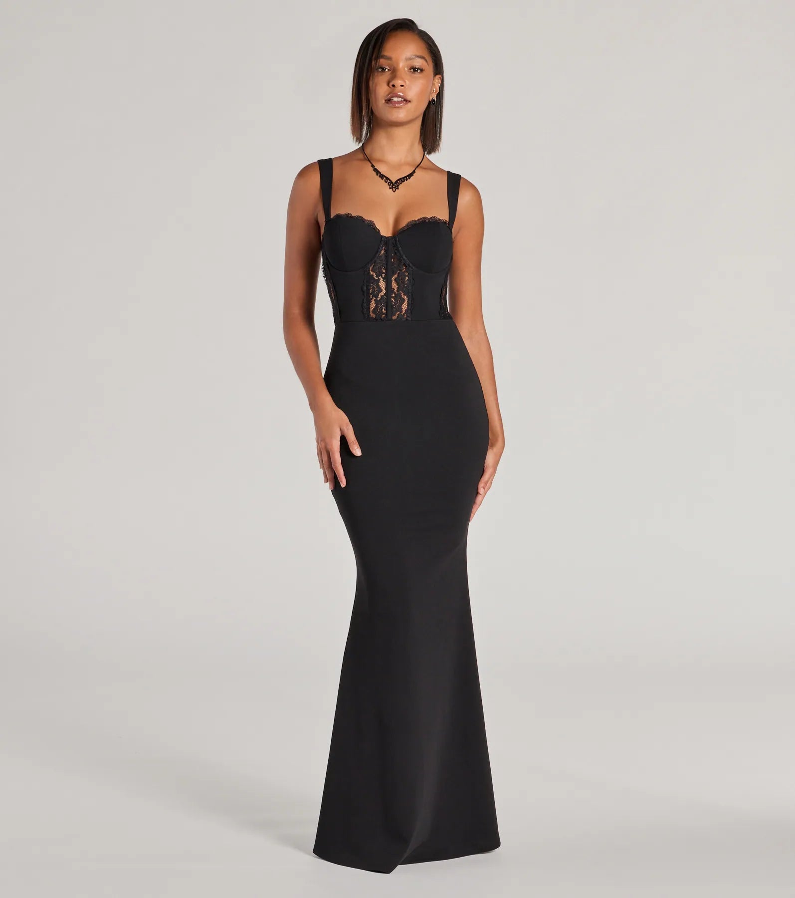Weekend Discount Rush Aspen Sweetheart Lace Crepe Mermaid Formal Dress