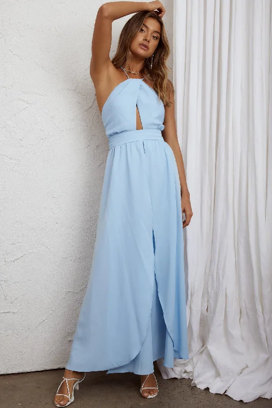 Last Chance Sale Athena High Split Maxi Dress Steel Blue